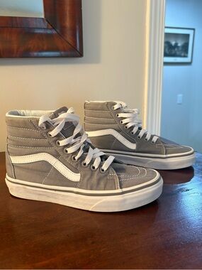 Vans Sk8-Hi High Top Sneakers - Gray & White